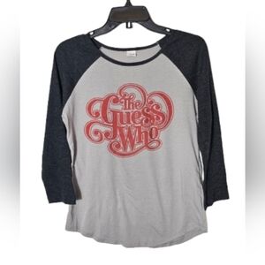 The Guess Who Gray and Black Raglan Tee with Red Graphic Size Medium
